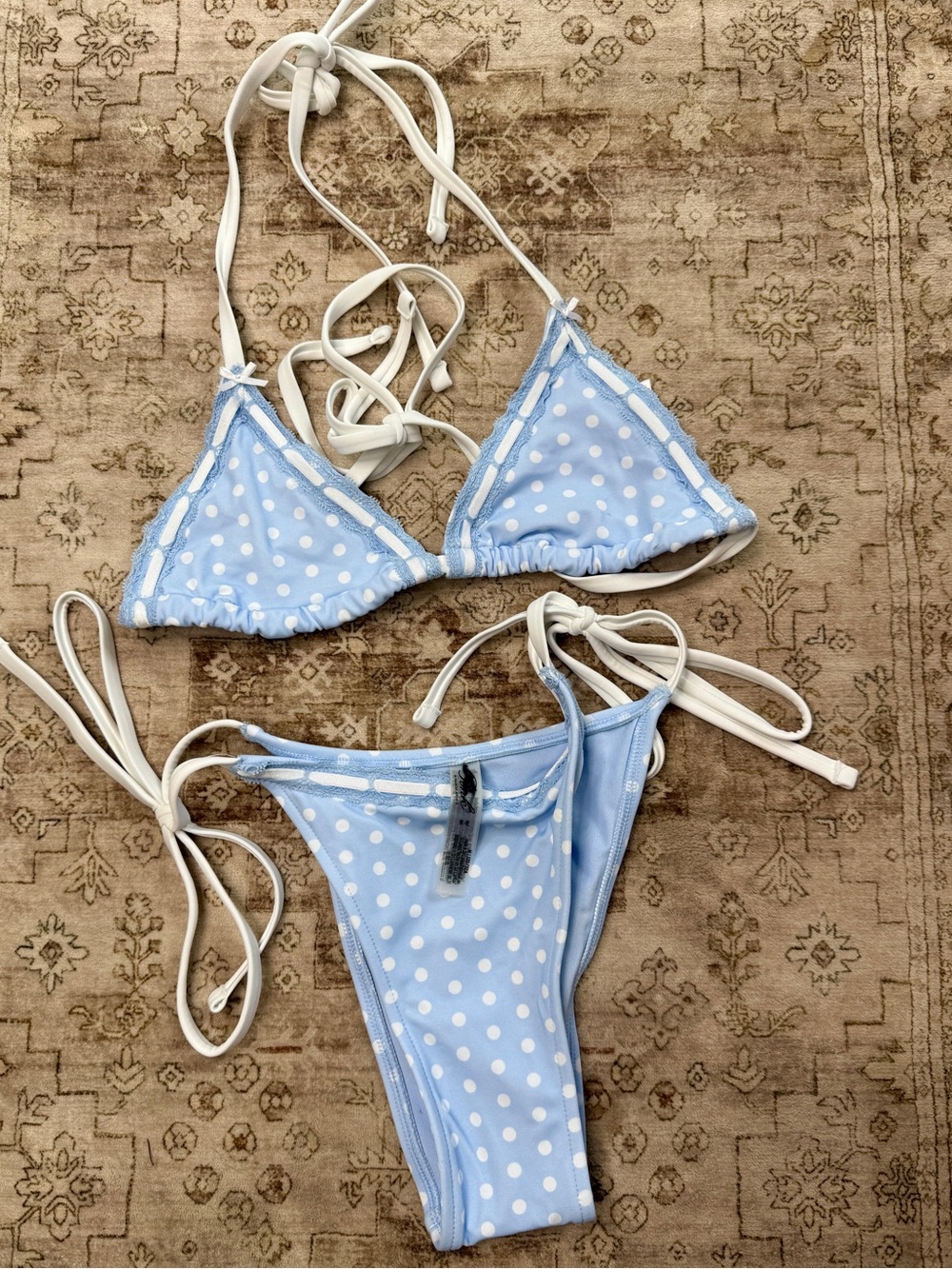 Frankie’s bikinis x Pink Polka dot bikini set